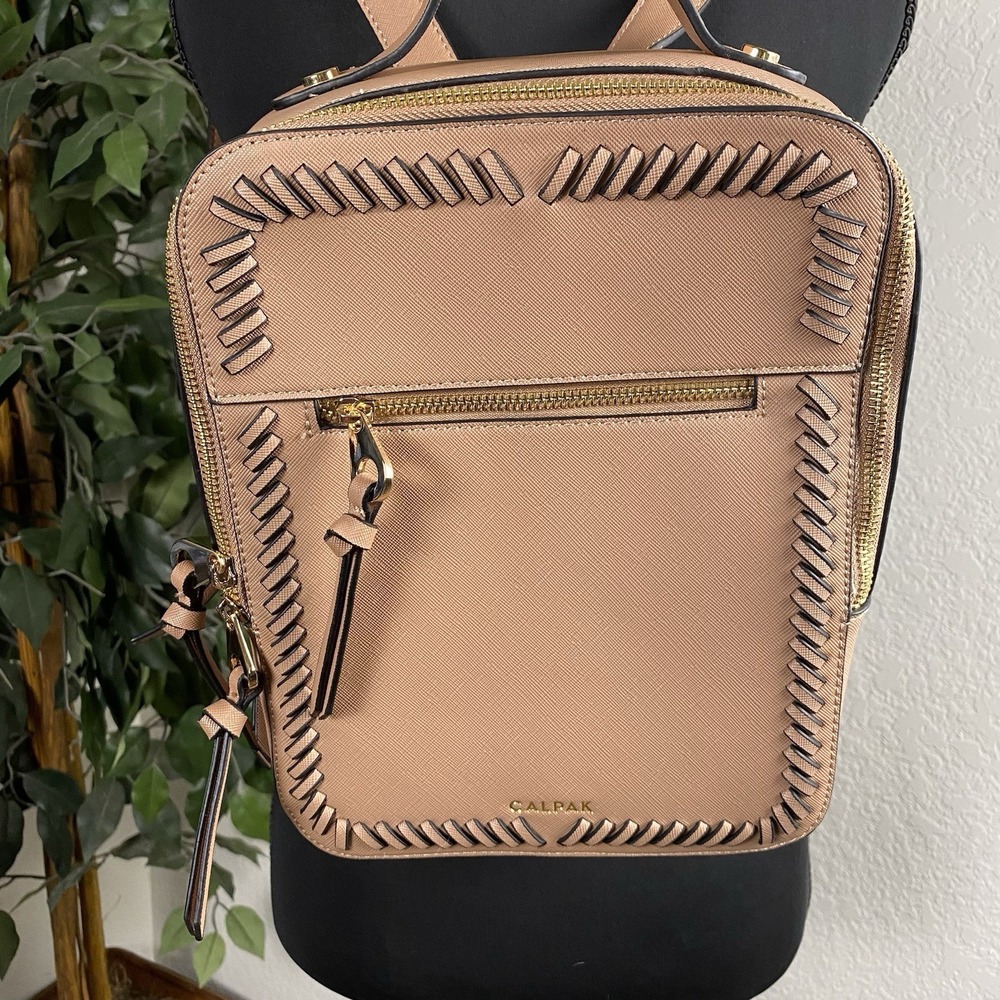 CALPAK Kaya Faux Leather Mini Backpack Blush Pink Gold Hardware Travel Bag
